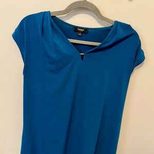 Premise Studio Blue Sleeveless Gold Embellished V-Neck Top, Women's Size Small